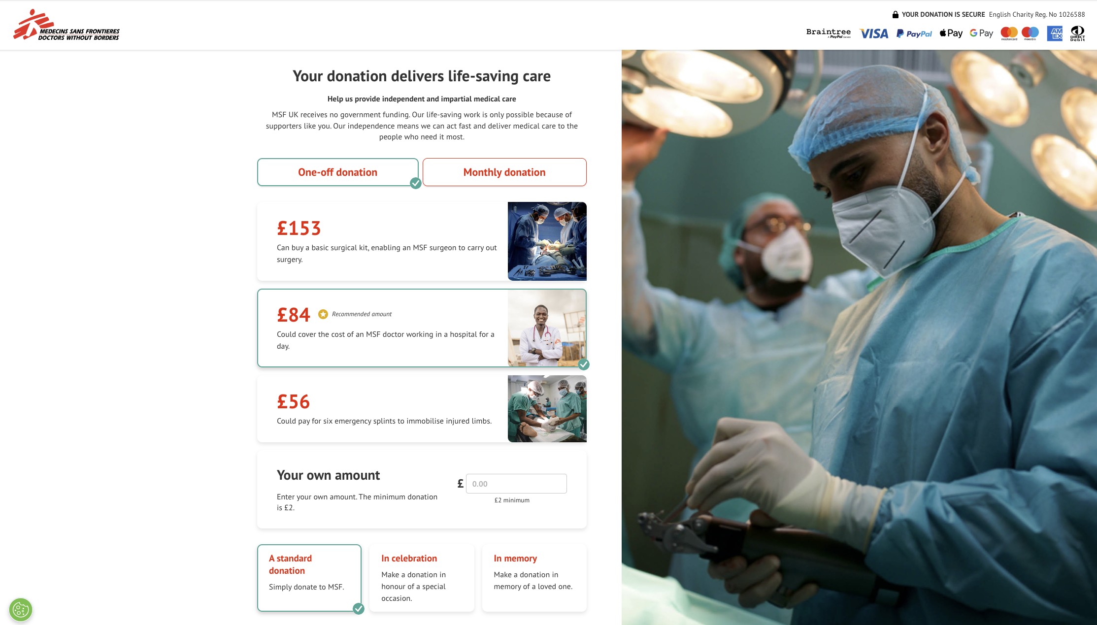 MSF UK Donation Platform - Piattaforma di donazioni sviluppata per Médecins Sans Frontières